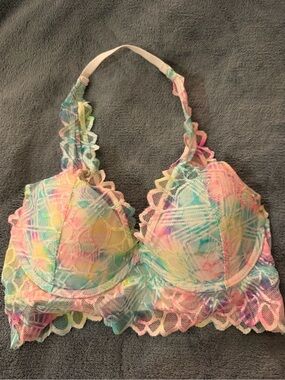 PINK Victoria's Secret Pastel Multicolor Lace Halter Bralette